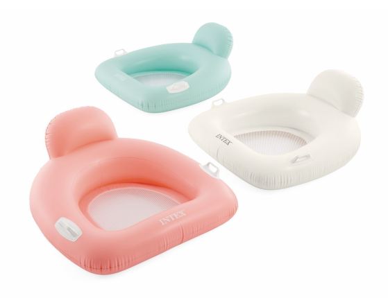 Надувное кресло для плавания со спинкой Интекс Пиллоу Флоат (Intex Pillow Float Lounge) с сетчатым дном, белое, 114х107 см