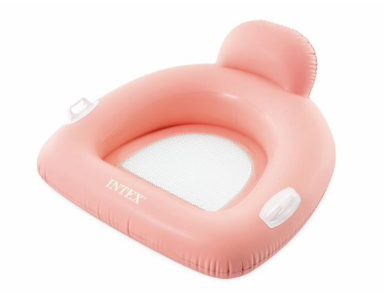 Надувное кресло для плавания Интекс Пиллоу Флоат (Intex Pillow Float Lounge) с сетчатым дном, розовое, 114х107 см