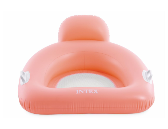 Надувное кресло для плавания Интекс Пиллоу Флоат (Intex Pillow Float Lounge) с сетчатым дном, розовое, 114х107 см