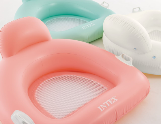 Надувное кресло для плавания Интекс Пиллоу Флоат (Intex Pillow Float Lounge) с сетчатым дном, розовое, 114х107 см
