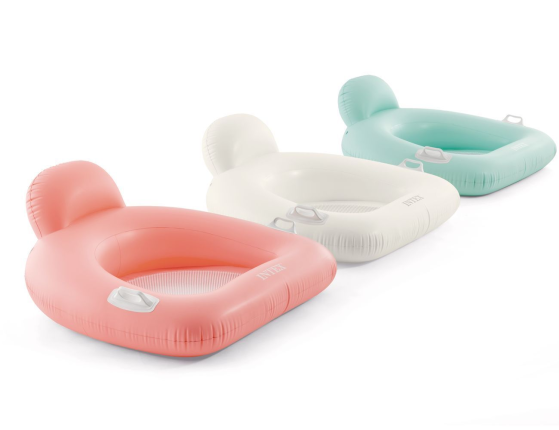 Надувное кресло для плавания Интекс Пиллоу Флоат (Intex Pillow Float Lounge) с сетчатым дном, розовое, 114х107 см