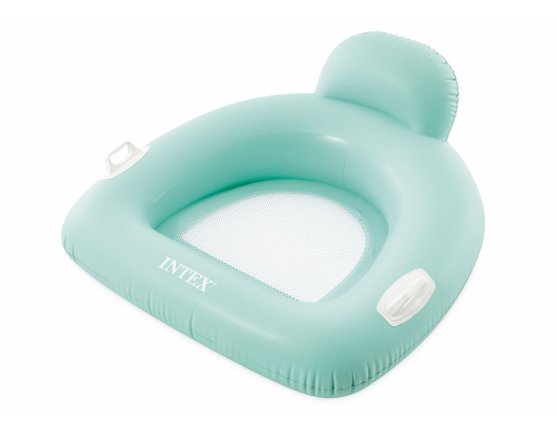 Надувное кресло для плавания Интекс Пиллоу Флоат (Intex Pillow Float Lounge) с сетчатым дном, голубое, 114х107 см