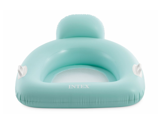 Надувное кресло для плавания Интекс Пиллоу Флоат (Intex Pillow Float Lounge) с сетчатым дном, голубое, 114х107 см
