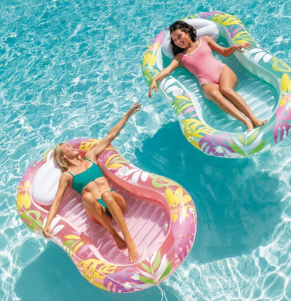 Надувной матрас-шезлонг Интекс Тропический Оазис (Intex Tropical Oasis), розовый, 206х122 см