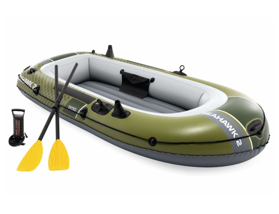 Надувная лодка Интекс (Intex) двухместная Сихок с насосом и веслами (Seahawk 2 Set), 236х114х41 см