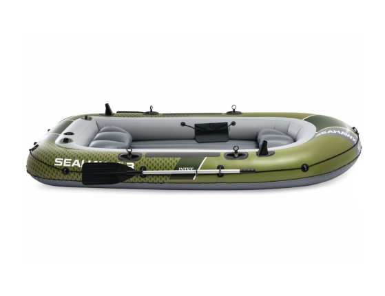 Надувная лодка Интекс (Intex) трёхместная Сихок с насосом и веслами (Seahawk 3 Set), 295х137х43 см