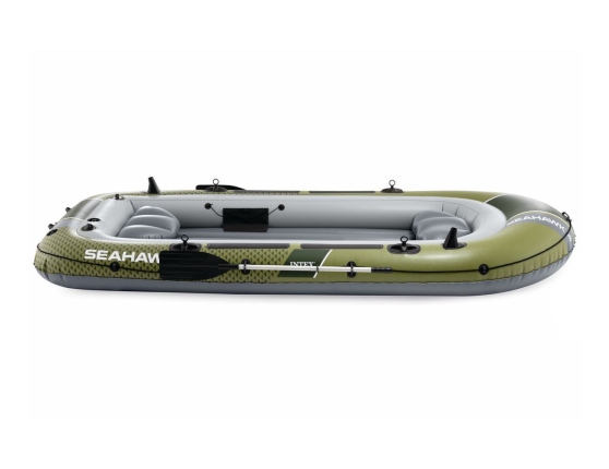 Надувная лодка Интекс (Intex) четырёхместная Сихок с насосом и веслами (Seahawk 4 Set), 351х145х48 см