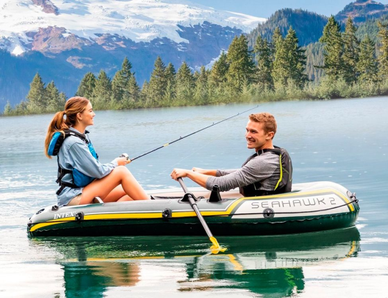 Надувная лодка Intex двухместная Seahawk-200 (Set), 236х114x41 см