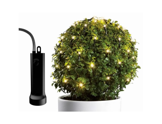 Гирлянда Сетка на дерево/куст 0.35 м на батарейке, 60 теплых белых LED ламп, черный ПВХ, контроллер, IP44