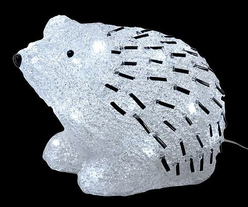 Светящаяся фигурка СИЯЮЩИЙ ЕЖИК, акрил, 24 холодных белых LED огня,15 см, уличный, прозр. провод 5м, KAEMINGK
