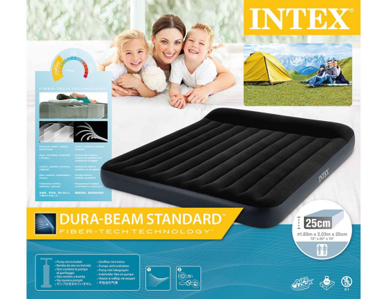 Двуспальный надувной матрас Intex Pillow Rest Classic Airbed (King), 183х203x25 см с подголовником