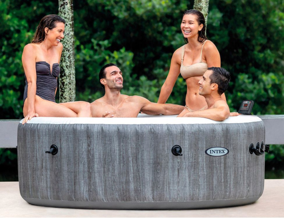 Надувное джакузи Intex PureSpa Greywood Deluxe с аэромассажем и подсветкой, 196х71 см