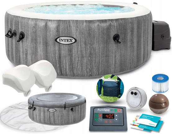 Надувное джакузи Intex PureSpa Greywood Deluxe с аэромассажем и подсветкой, 196х71 см
