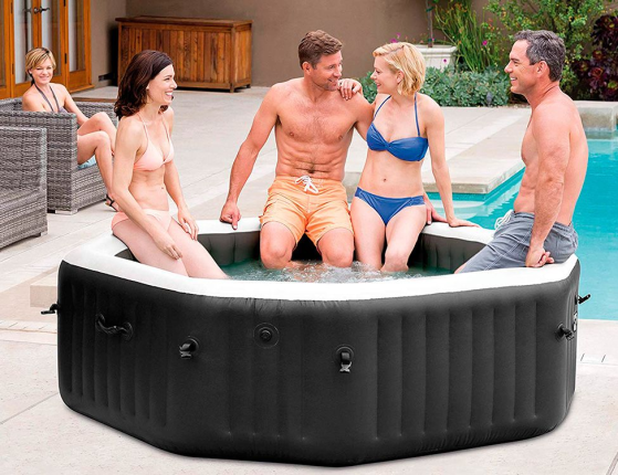 Надувное джакузи Intex PureSpa Deluxe с аэро и гидромассажем и хлоргенератором, 201х71 см
