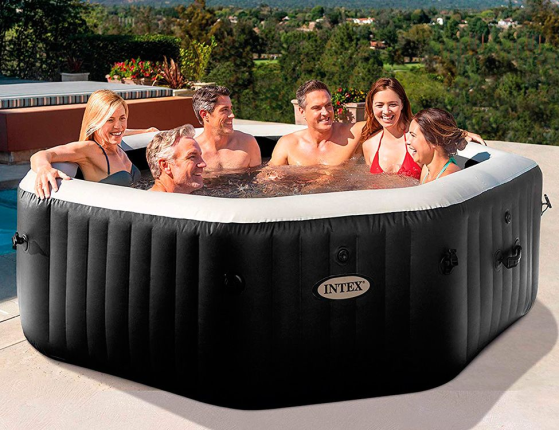 Надувное джакузи Intex PureSpa Deluxe с аэро и гидромассажем и хлоргенератором, 218х71 см
