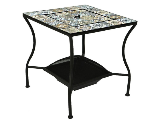 Садовый стол с чашей для костра ТУЛУЗА, металл, мозаика, 54.5x54.5x55 см