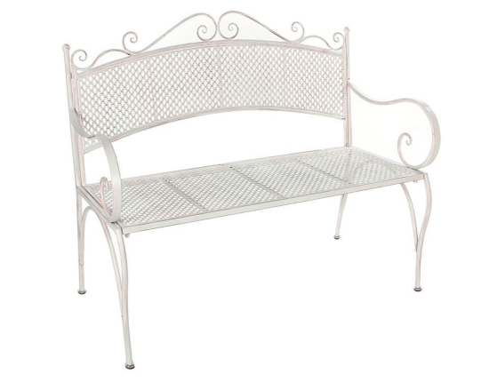 Садовая скамейка АЖУРНЫЙ ПРОВАНС, металл, белая, 107.5х50.5х91 см.