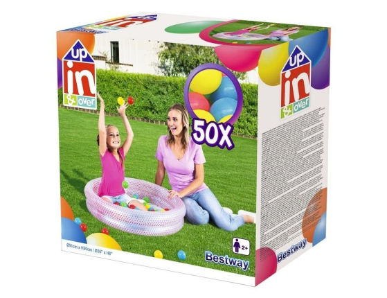 Надувной бассейн с мячами Play Pool розовый, 91x20 см, от 2 лет, BestWay