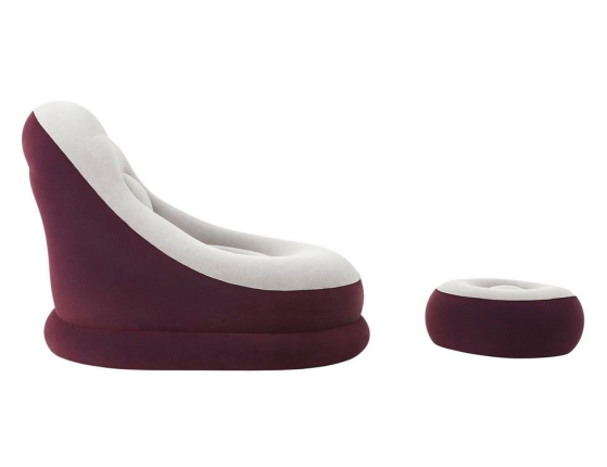 Надувное кресло Comfort Cruiser Inflate-A-Chair, бордовый, 121х100х86 см, с пуфиком 54х54х26 см, BestWay