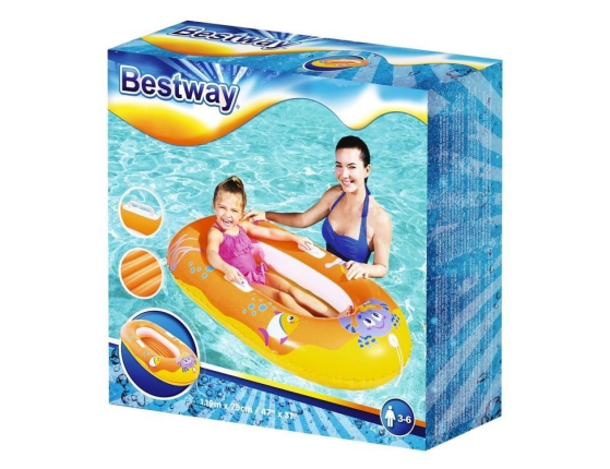Детская надувная лодка Крабики оранжевая, 119х79 см, от 3 до 6 лет, BestWay