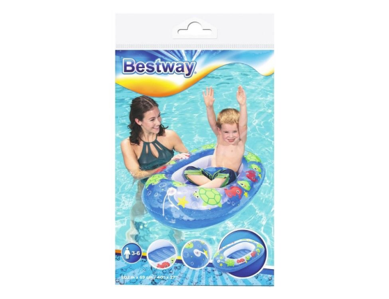 Детская надувная лодка Морской мир синяя, 102х69 см, от 3 до 6 лет, BestWay