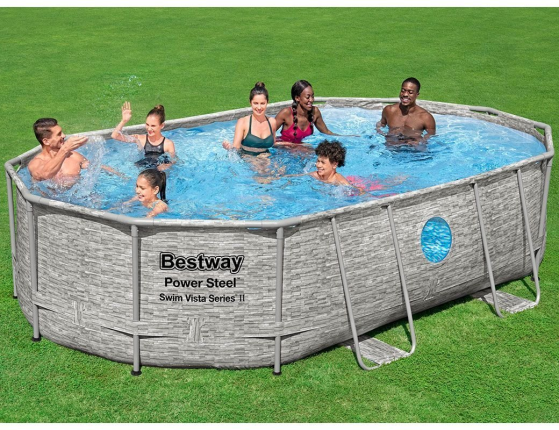 Бассейн каркасный овальный Power Steel Swim Vista Series II, 488х305х107см + песочный фильтр-насос + аксессуары, BestWay