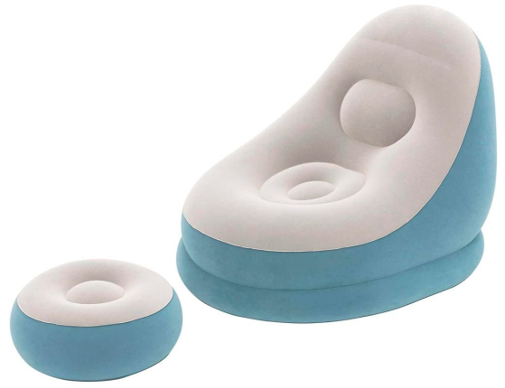 Надувное кресло Comfort Cruiser Inflate-A-Chair, голубой, 121х100х86 см, с пуфиком 54х54х26 см, BestWay