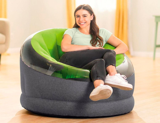 Надувное кресло Intex Empire Chair зеленое, 112х109х69 см