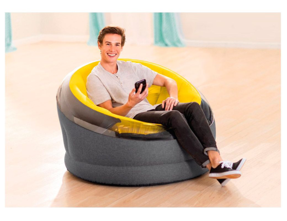 Надувное кресло Intex Empire Chair желтое, 112х109х69 см