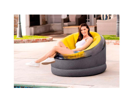 Надувное кресло Intex Empire Chair желтое, 112х109х69 см