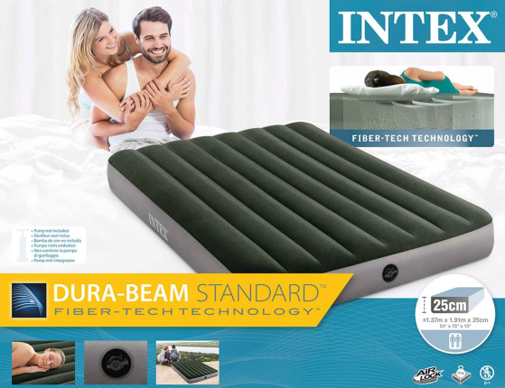 Полуторный надувной матрас Intex Prestige Downy Airbed (Full), 137х191х25 см