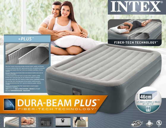 Двуспальная кровать Intex Essential Rest Airbed (Queen), 152х203х46 см, со встроенным насосом 220V