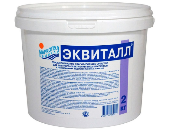 Коагулирующее средство для быстрого осветления воды Эквиталл порошок 2 кг
