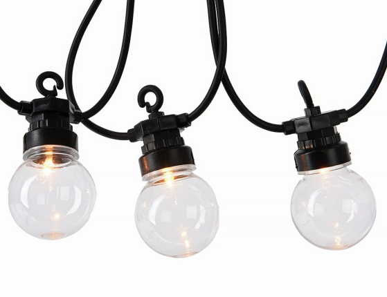 Электрогирлянда ХОРОВОД ОГНЕЙ, 20 экстра-тёплых белых LED-ламп, 9.5+5 м, коннектор, черный провод, уличная
