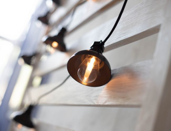 Электрогирлянда РЕТРО-ФОНАРИКИ, 10 тёплых белых LED-ламп, 4.5+5 м, коннектор, черный провод, уличная
