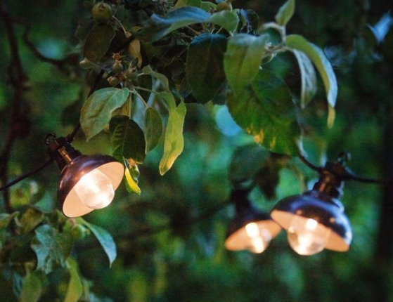 Электрогирлянда РЕТРО-ФОНАРИКИ, 10 тёплых белых LED-ламп, 4.5+5 м, коннектор, черный провод, уличная