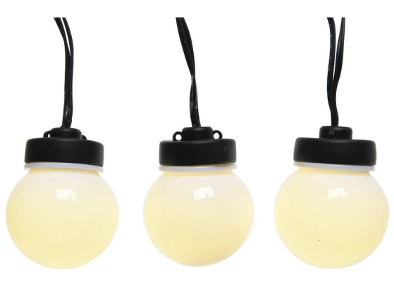 Электрогирлянда МОЛОЧНЫЕ ШАРЫ, 20 тёплых белых LED-огней, 9.5+3 м, черный провод, уличная