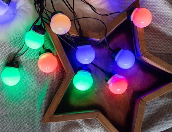 Электрогирлянда ПАСТЕЛЬНЫЕ ШАРЫ, 20 LED-огней, 9.5+3 м, черный провод, уличная