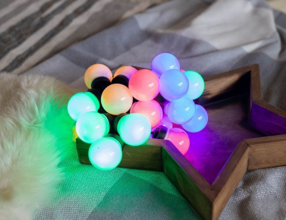 Электрогирлянда ПАСТЕЛЬНЫЕ ШАРЫ, 20 LED-огней, 9.5+3 м, черный провод, уличная