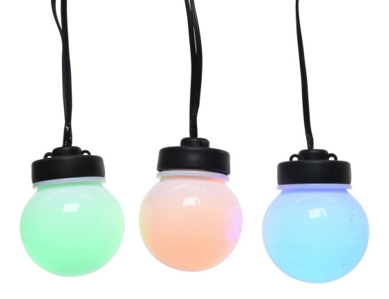 Электрогирлянда ПАСТЕЛЬНЫЕ ШАРЫ, 20 LED-огней, 9.5+3 м, черный провод, уличная