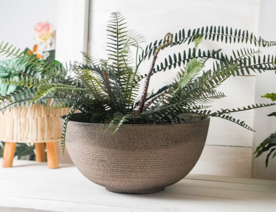 Кашпо-чаша ДЖЕЛЛ, полипропилен, серый, 17х35 см