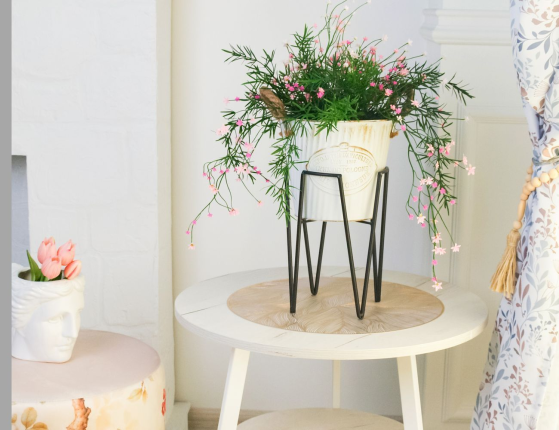 Подставка для кашпо БЛОММЕ, металл, чёрная, 17.5х17.5х25 см