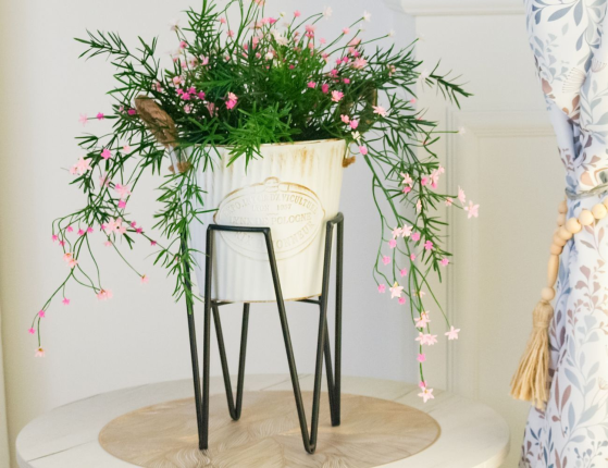 Подставка для кашпо БЛОММЕ, металл, чёрная, 17.5х17.5х25 см