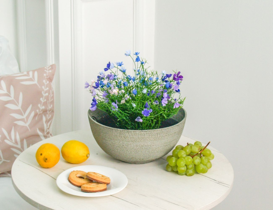 Кашпо чаша ДЖЕЛЛ, полипропилен, светло-серое, 12х25 см