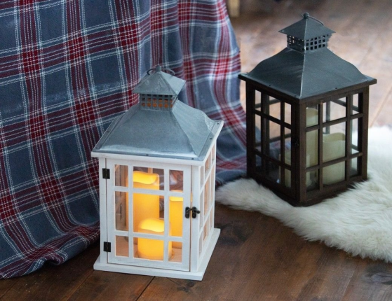 Фонарь УЮТ ПО-ГОЛЛАНДСКИ, коричневый, дерево, 3 LED-свечи, 24x24x42 см