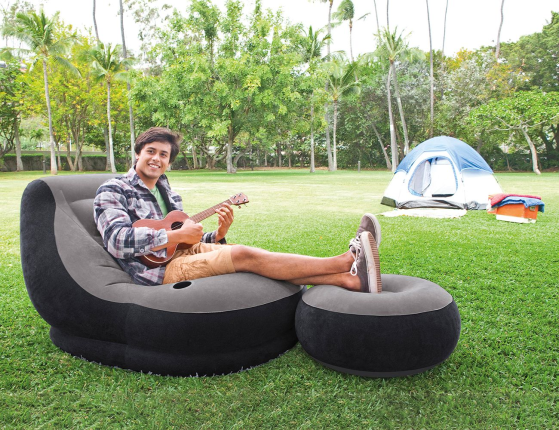 Надувное кресло Intex Ultra Lounge 99х130х76 см с пуфиком 64х28 см