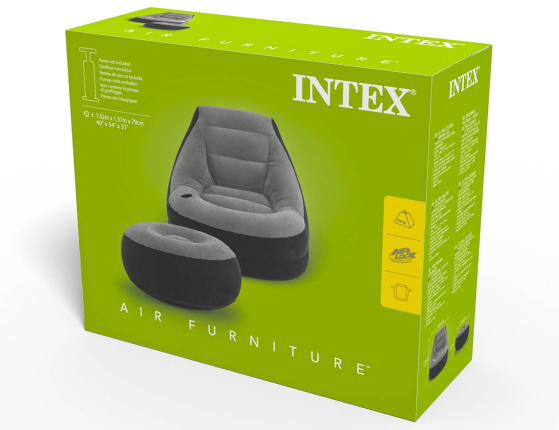 Надувное кресло Intex Ultra Lounge 99х130х76 см с пуфиком 64х28 см