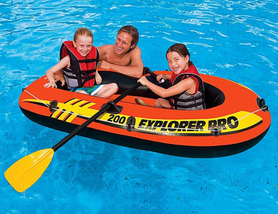 Надувная двухместная лодка Intex Explorer PRO - 200 (set) с веслами и насосом