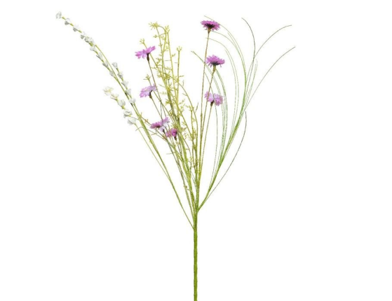 Искусственные полевые цветы СИРЕНЕВАЯ НЕЖНОСТЬ, декоративная ветка, полиэстер, 60 см