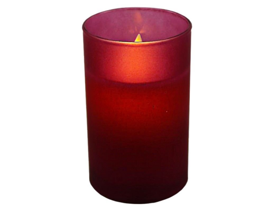 Восковая светодиодная свеча в стакане МЭРИЛ, имитация "живого" мерцающего пламени, колышущийся язычок, благородно-розовая, 7.5х12.5 см